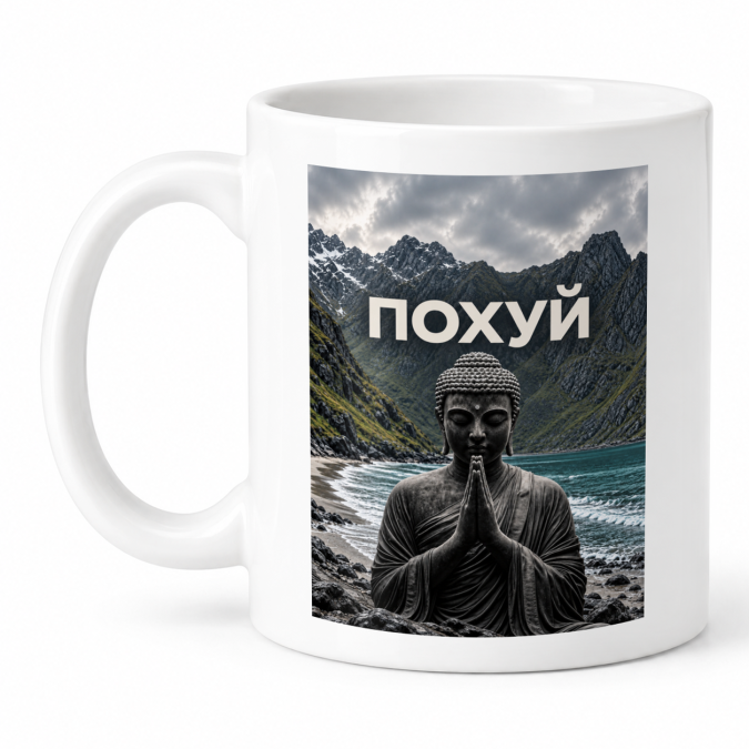 Чашка "Похуй — Будда біля озера" 330 мл Кіт.Дарує