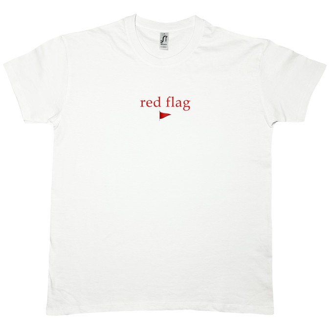Футболка біла "Red Flag" Кіт.Дарує