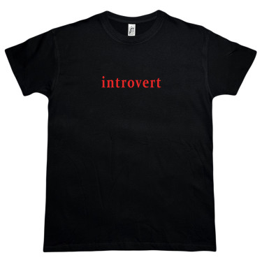 Футболка чорна "Introvert" Кіт.Дарує