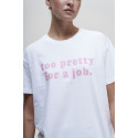 Футболка белая "Too pretty for a job" Кіт.Дарує