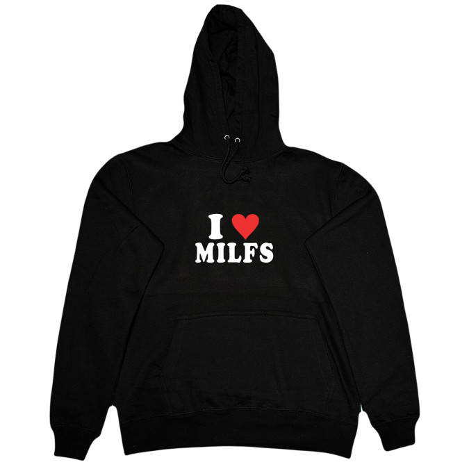 Худи черная "I love milfs" Кіт.Дарує