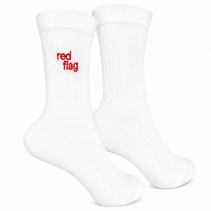 Носки белые "Red Flag" вышивка 1and1