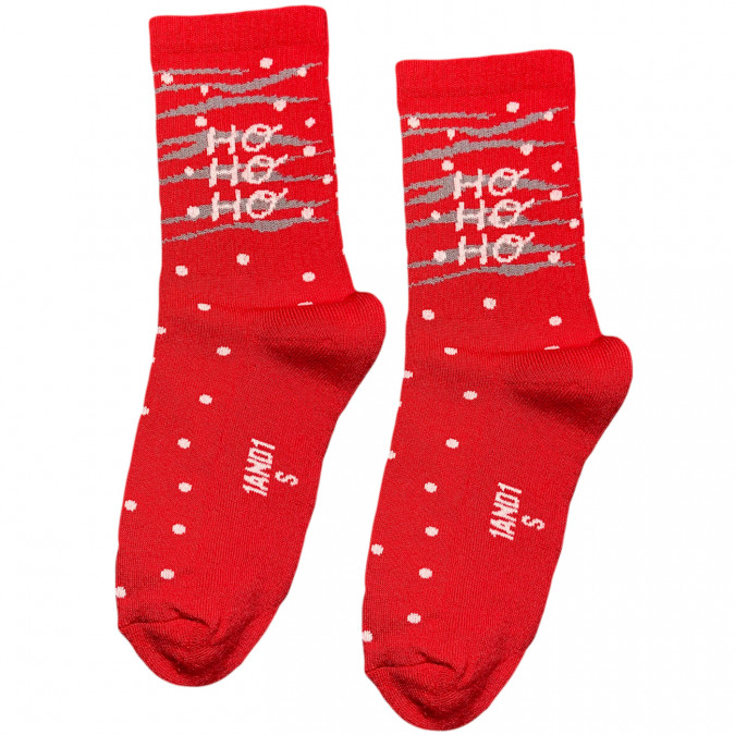 Носки красные теплые "Ho Ho Ho" с махрой на стопе 1and1