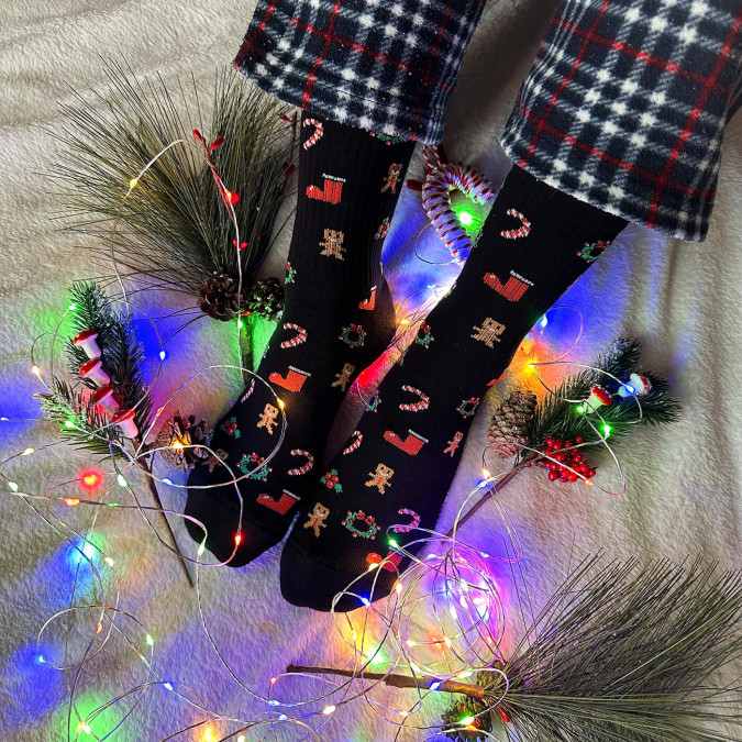 Шкарпетки чорні теплі "Christmas Mood" з махрою на стопі 1and1