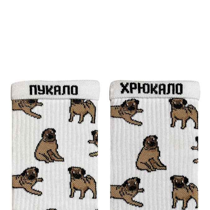 Шкарпетки білі "Мопси" NOSKAR