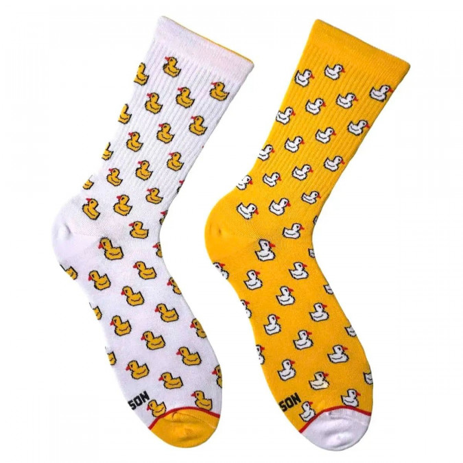 Шкарпетки біло-жовті "Happy Duck" NOSKAR