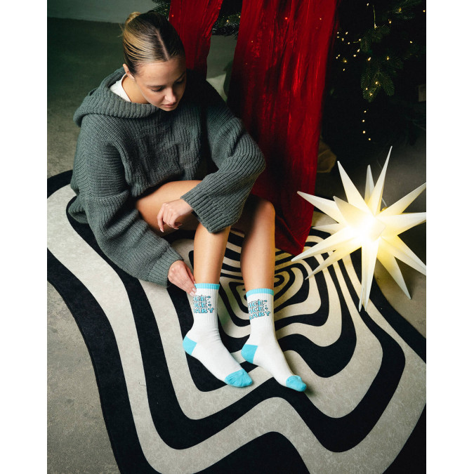 Шкарпетки білі теплі "Ice Ice Baby" з махрою на стопі Кіт.Дарує