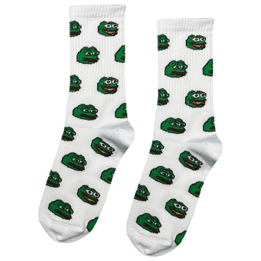 Носки белые "Pepe Frog" Кіт.Дарує
