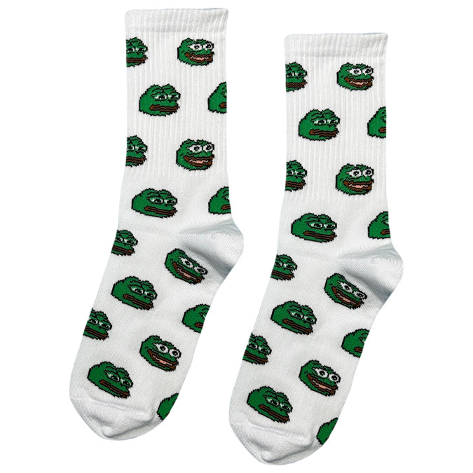 Носки белые "Pepe Frog" Кіт.Дарує