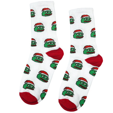 Носки белые теплые "Pepe Santa" с махрой на стопе Кіт.Дарує