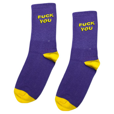 Шкарпетки фіолетові "Fuck You" Кіт.Дарує
