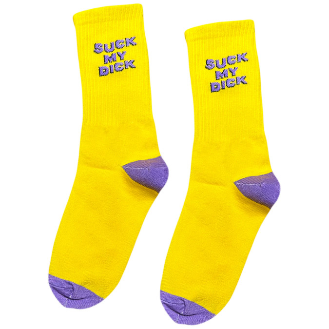 Носки желтые "Suck My Dick" Кіт.Дарує