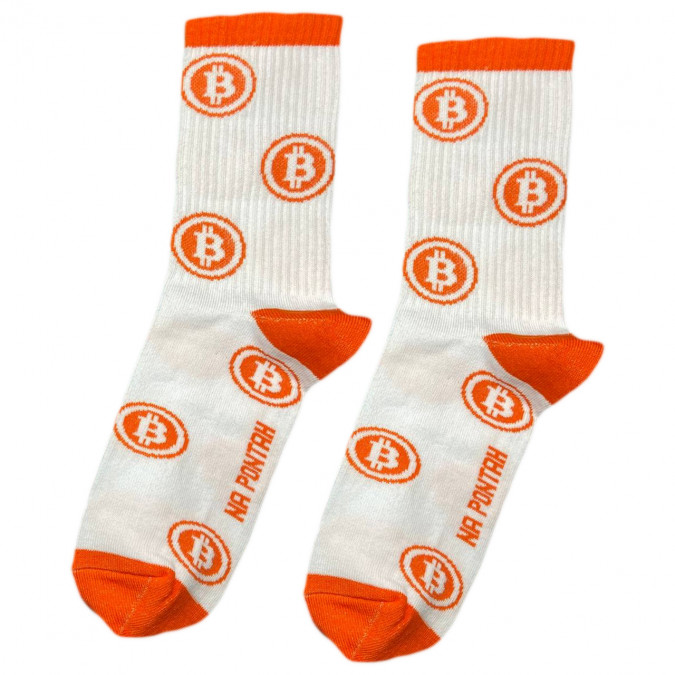 Носки белые "Bitcoin" Понты
