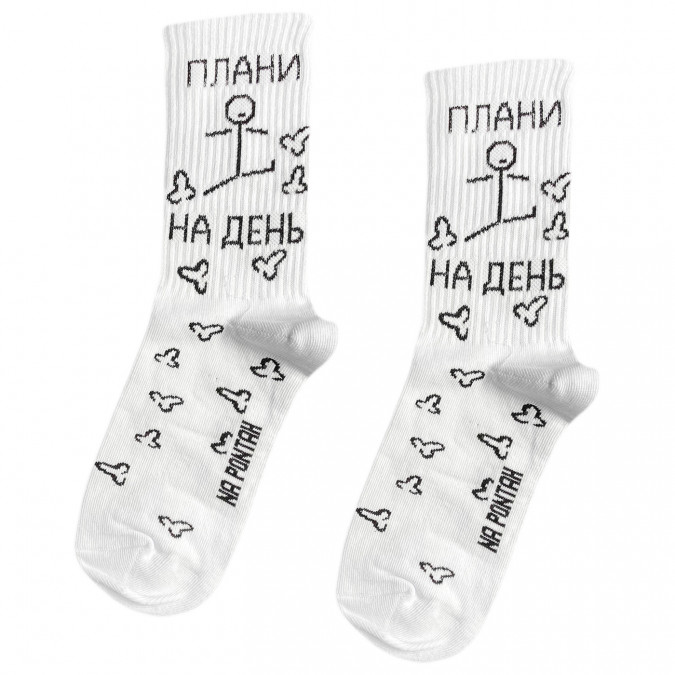 Носки белые "Плани на день" Понты