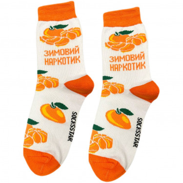 Шкарпетки білі теплі махрові "Зимовий наркотик" Socksstar