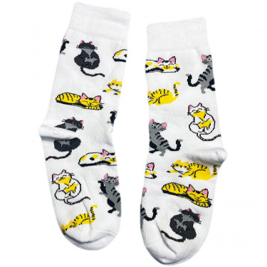Носки белые "Игривые Котики" Sunny Focks