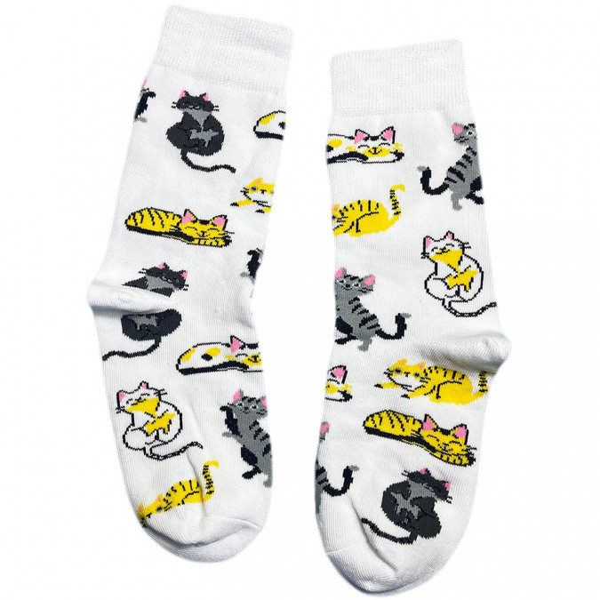 Носки белые "Игривые Котики" Sunny Focks