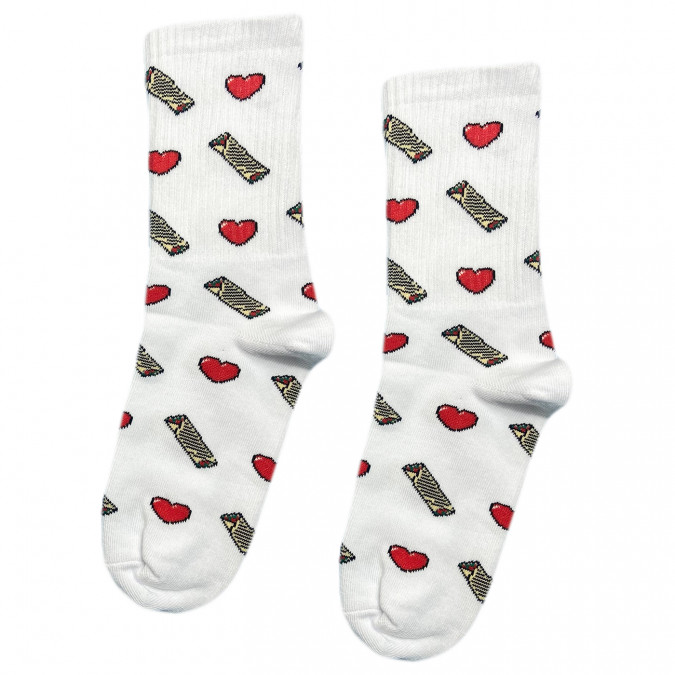 Шкарпетки білі "Шаурма Love" Sunny Focks