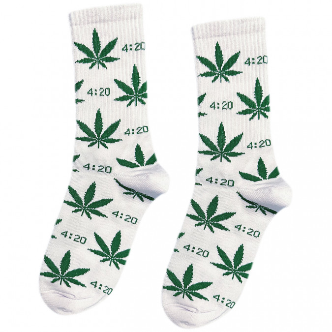 Носки белые "Weed 420" Sunny Focks