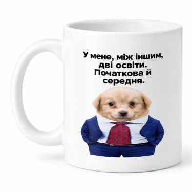 Чашка "У мене дві освіти" 330 мл Кіт.Дарує