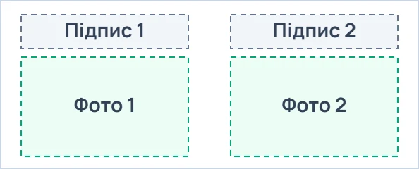 На кожному боці чашки підпис розташований над відповідним фото